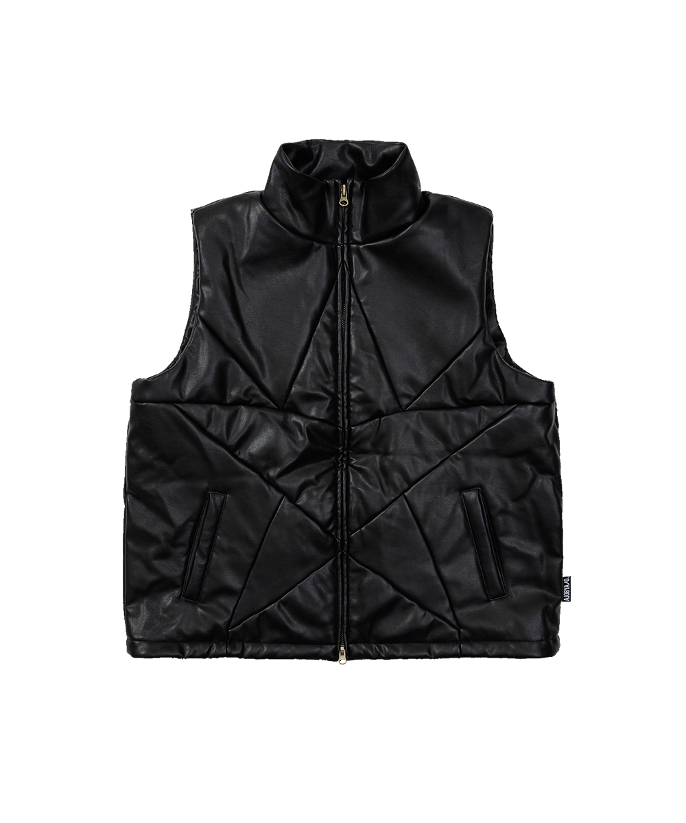 AJO BY AJO아조바이아조 Star Vegan Leather Puffer Vest [BLACK]