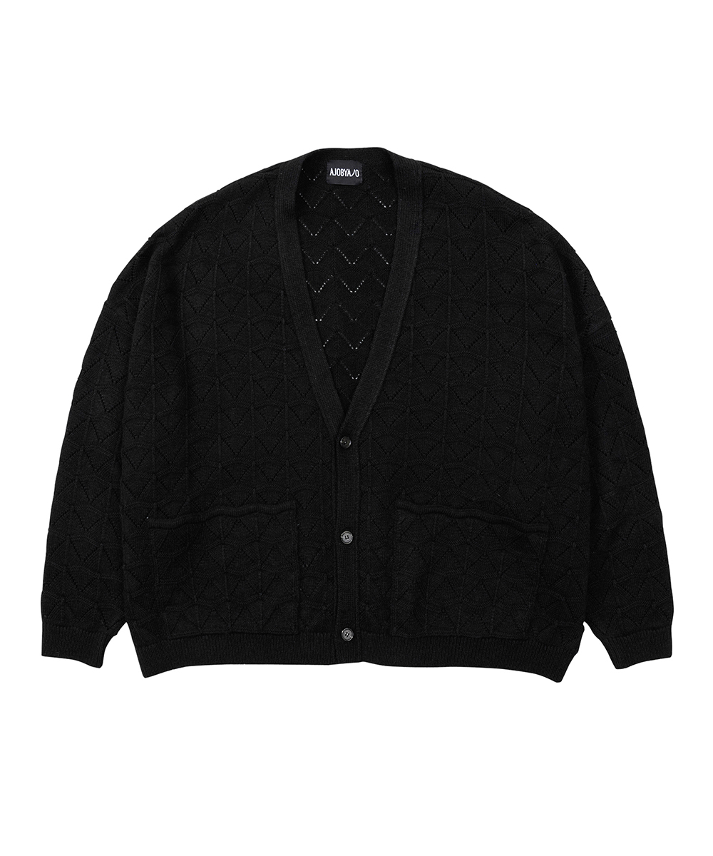 AJO BY AJO아조바이아조 Clam Patterned Mohair Cardigan [BLACK]