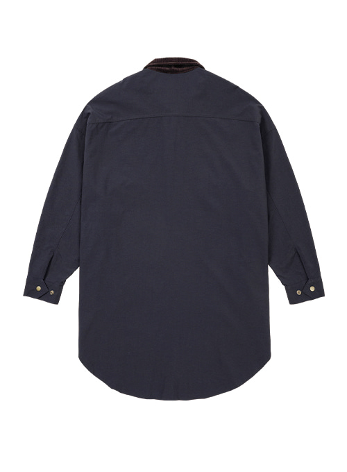 Oversized Wax Shirt Jacket [NAVY]