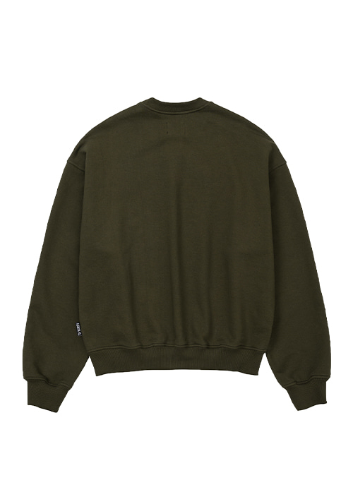 [PBA] AJOLICA Leather Applique Sweatshirt [KHAKI]