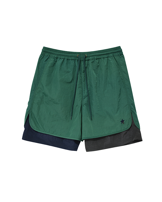 아조바이아조 Layered Nylon Shorts (GREEN)