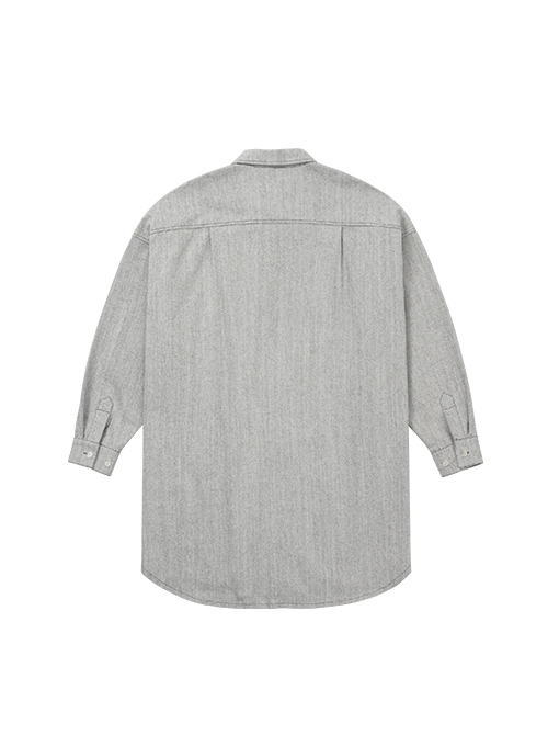 Denim Oversized Shirt Jacket [WHITE]