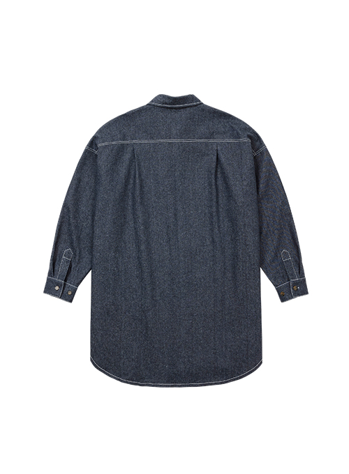 Recycled Denim Oversized Shirt Jacket [NAVY]