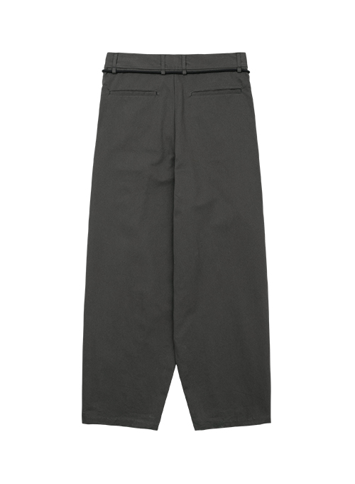 One Tuck Oversized Cotton Pants [CHARCOAL]