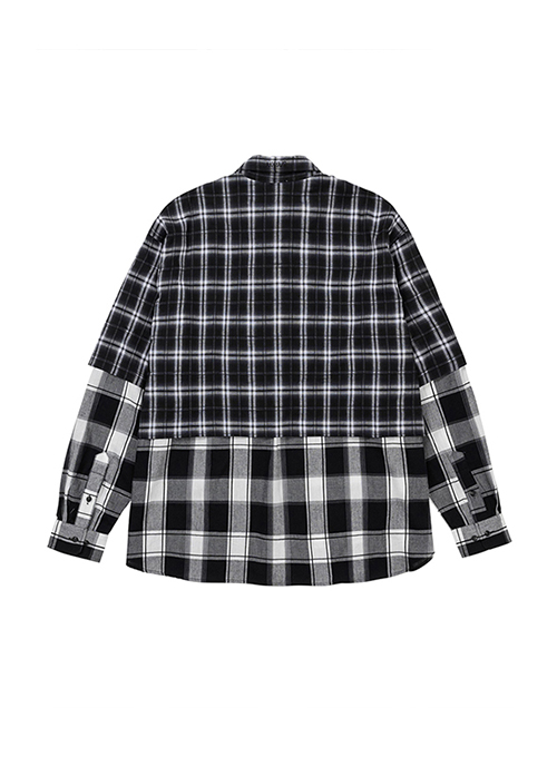 Layered Check Shirt [BLACK]