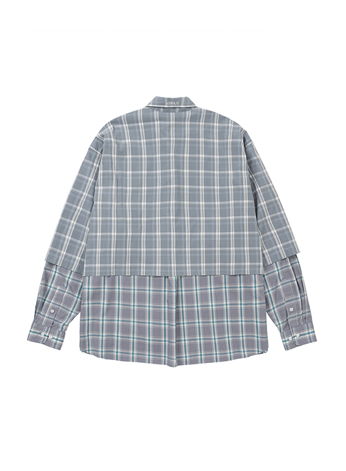 Layered Check Shirt [GREY]