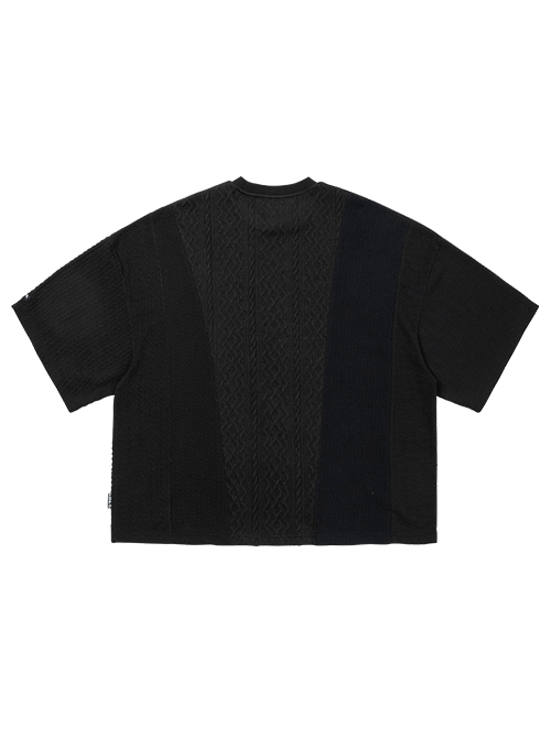Knit Mixed Wide Top [BLACK]