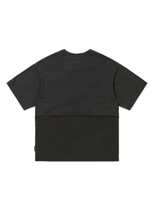[PBA] Arch Logo Washed Layered T-Shirt [CHARCOAL]