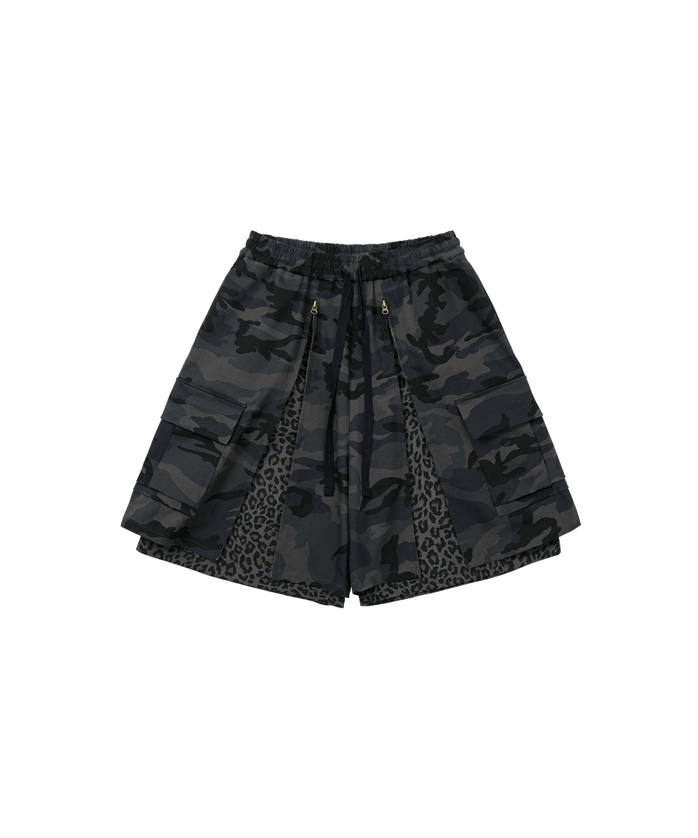 AJO BY AJO아조바이아조 Camouflage Layered Zip Up Pants [CHARCOAL]