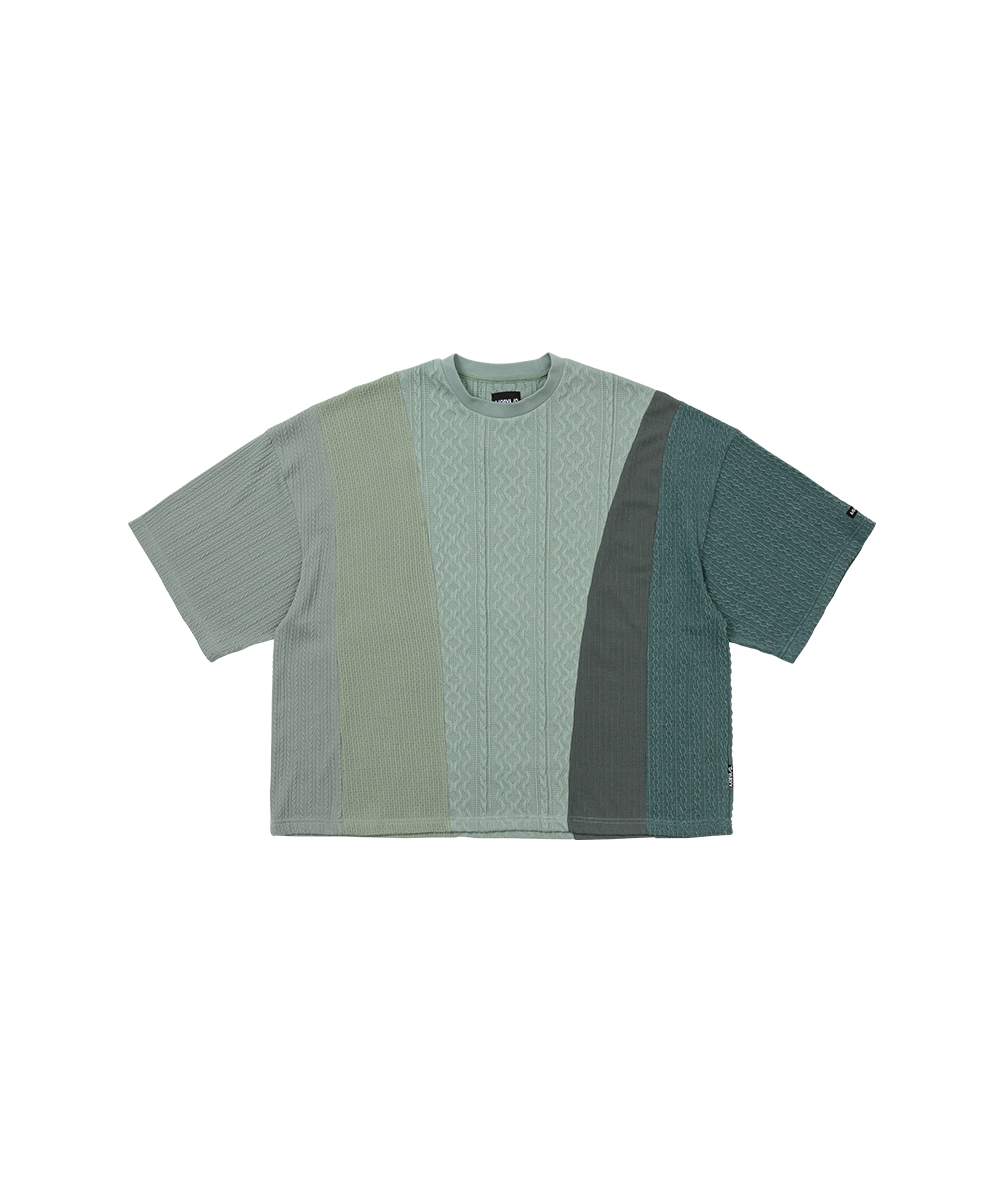 AJO BY AJO아조바이아조 Knit Mixed Wide Top [MINT]